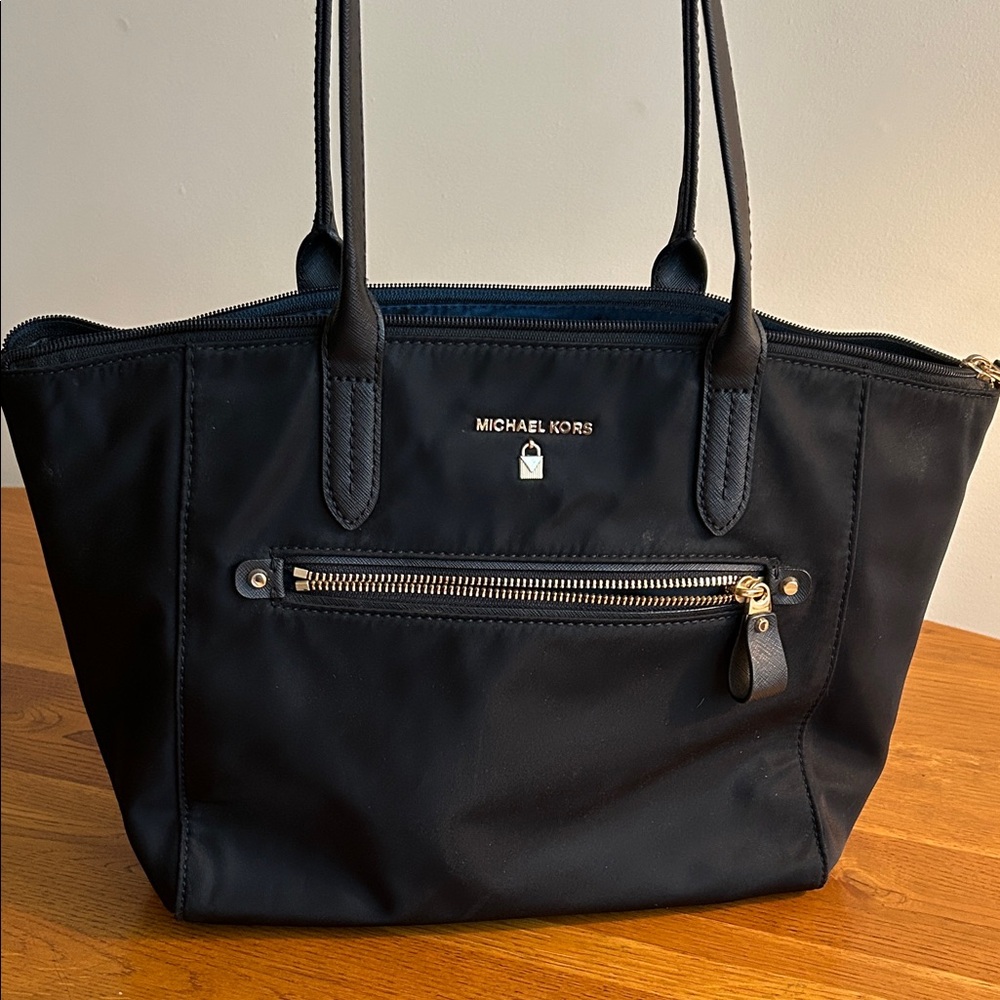 Michael Kors Black Tote with Gold Accents